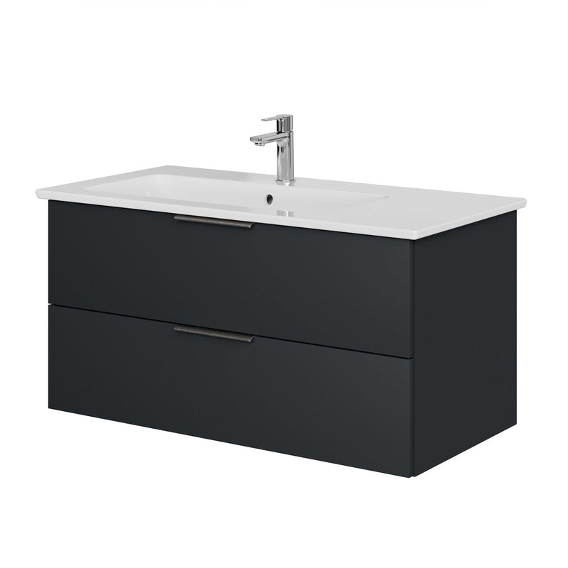 Steinkamp Living 2.0 meuble sous-vasque 95 cm avec meuble sous-vasque Villeroy & Boch Venticello 100 cm CeramicPlus avec trop-plein, vasque à gauche