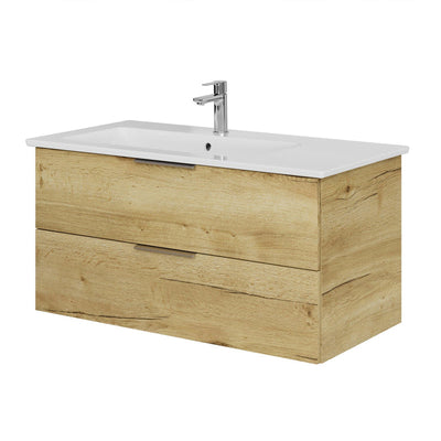 Steinkamp Living 2.0 meuble sous-vasque 95 cm avec meuble sous-vasque Villeroy & Boch Venticello 100 cm CeramicPlus avec trop-plein, vasque à gauche