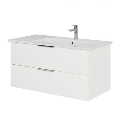 Steinkamp Living 2.0 meuble sous-vasque 95 cm avec meuble sous-vasque Villeroy & Boch Venticello 100 cm CeramicPlus avec trop-plein, vasque à droite