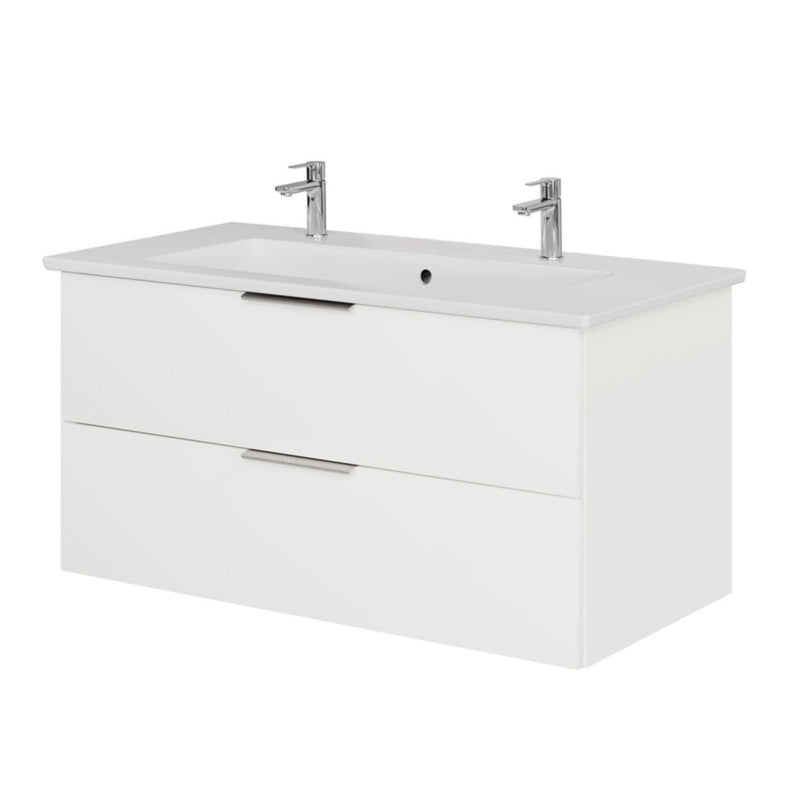 Meuble sous-vasque Steinkamp Living 2.0 95 cm avec meuble sous-vasque Villeroy & Boch Venticello 100 cm avec trop-plein et 2 trous de robinetterie