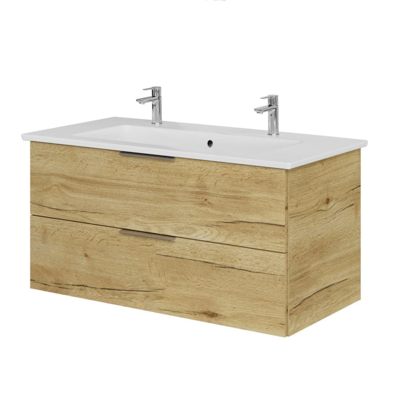 Meuble sous-vasque Steinkamp Living 2.0 95 cm avec meuble sous-vasque Villeroy & Boch Venticello 100 cm avec trop-plein et 2 trous de robinetterie