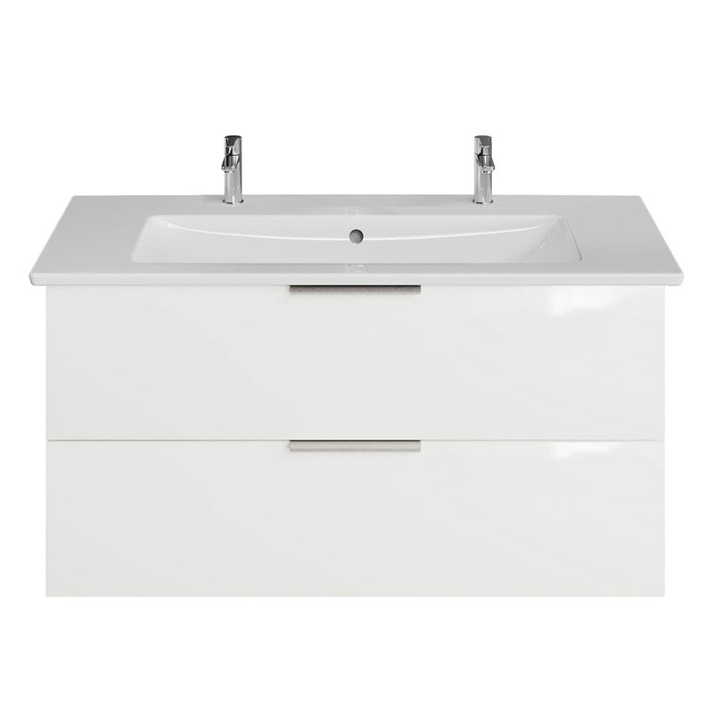 Meuble sous-vasque Steinkamp Living 2.0 95 cm avec meuble sous-vasque Villeroy & Boch Venticello 100 cm avec trop-plein et 2 trous de robinetterie
