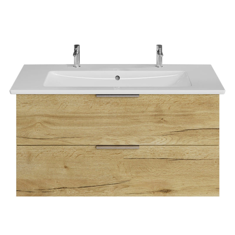 Meuble sous-vasque Steinkamp Living 2.0 95 cm avec meuble sous-vasque Villeroy & Boch Venticello 100 cm avec trop-plein et 2 trous de robinetterie