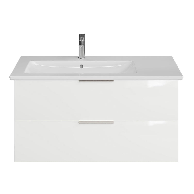 Steinkamp Living 2.0 meuble sous-vasque 95 cm avec meuble sous-vasque Villeroy & Boch Venticello 100 cm CeramicPlus avec trop-plein, vasque à gauche