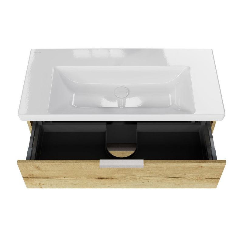 Steinkamp Living 2.0 meuble sous-vasque 95 cm avec Villeroy & Boch Subway 3.0 meuble sous-vasque 100 cm sans trou pour robinetterie, sans trop-plein