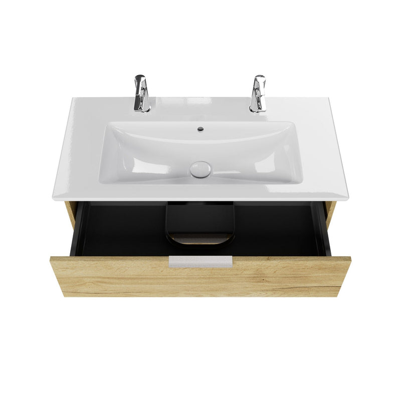 Meuble sous-vasque Steinkamp Living 2.0 95 cm avec meuble sous-vasque Villeroy & Boch Venticello 100 cm avec trop-plein et 2 trous de robinetterie