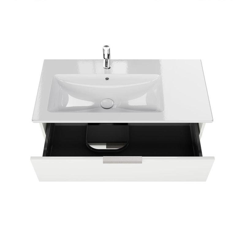 Steinkamp Living 2.0 meuble sous-vasque 95 cm avec meuble sous-vasque Villeroy & Boch Venticello 100 cm CeramicPlus avec trop-plein, vasque à gauche