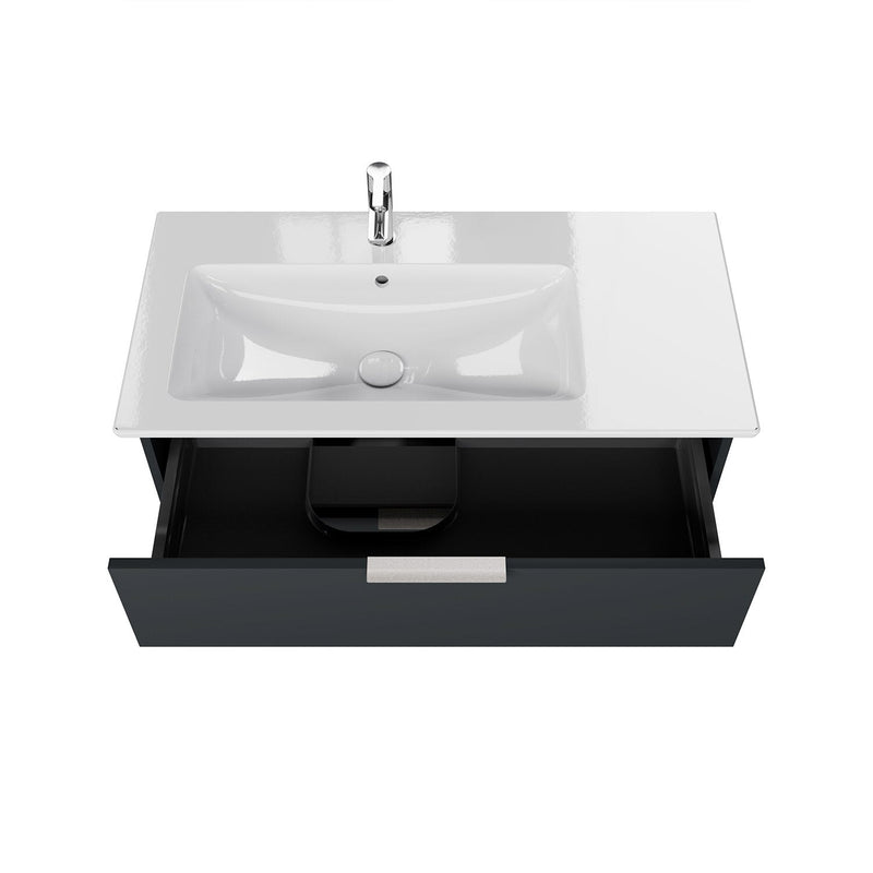 Steinkamp Living 2.0 meuble sous-vasque 95 cm avec meuble sous-vasque Villeroy & Boch Venticello 100 cm CeramicPlus avec trop-plein, vasque à gauche