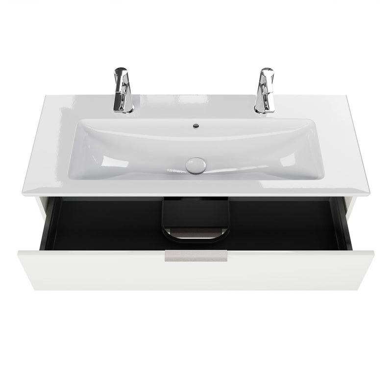 Steinkamp Living 2.0 meuble sous-vasque 115 cm avec meuble sous-vasque Villeroy & Boch Venticello 120 cm CeramicPlus avec trop-plein et 2 trous de robinetterie
