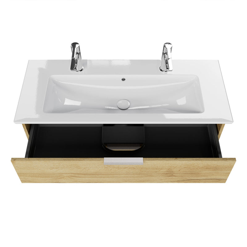 Steinkamp Living 2.0 meuble sous-vasque 115 cm avec meuble sous-vasque Villeroy & Boch Venticello 120 cm CeramicPlus avec trop-plein et 2 trous de robinetterie