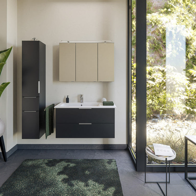 Steinkamp Living 2.0 meuble sous-vasque 95 cm avec meuble sous-vasque Villeroy & Boch Venticello 100 cm CeramicPlus avec trop-plein, vasque à gauche