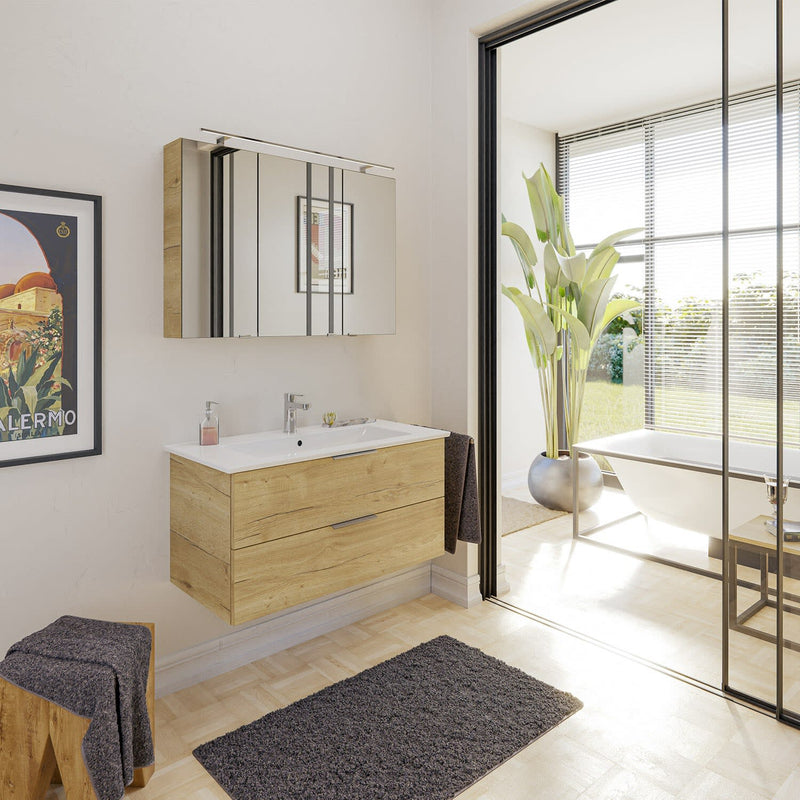 Steinkamp Living 2.0 meuble sous-vasque 95 cm avec meuble sous-vasque Villeroy & Boch Venticello 100 cm CeramicPlus avec trop-plein et 1 trou pour robinetterie