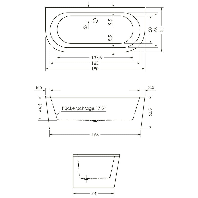 Baignoire pré-encastrée STEINKAMP LIFE 180 x 80 cm