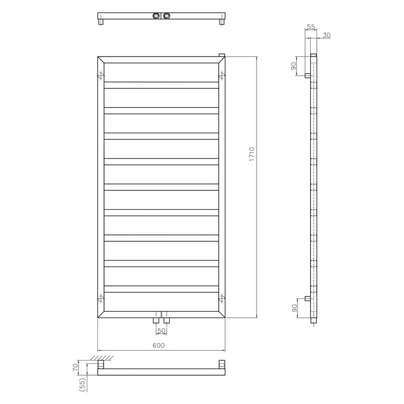 Radiateur de salle de bain STUROTEC Bath 3 60 x 172 cm