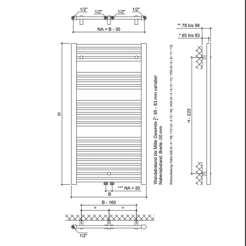 Radiateur de salle de bain STUROTEC Bath X 60 x 112,1 cm