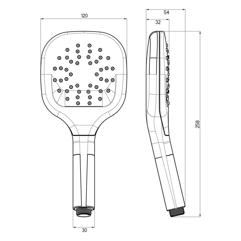 Douchette à main carrée STUROTEC Eco-Line 6 l/min avec 1 type de jet