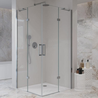 STUROTEC 5050 entrée d'angle 2 portes tournantes avec élément fixe 90 x 90 x 200 cm, avec revêtement nano