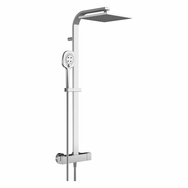 Système de douche carré STUROTEC Eco-Line 6 l/min avec mitigeur thermostatique et douche de tête 25 cm