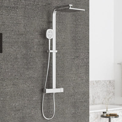 Système de douche carré STUROTEC Eco-Line 6 l/min avec mitigeur thermostatique et douche de tête 25 cm
