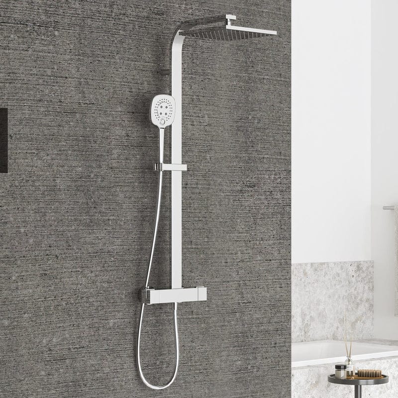Système de douche carré STUROTEC Eco-Line 6 l/min avec mitigeur thermostatique et douche de tête 25 cm