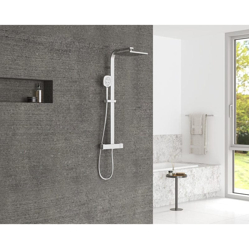 Système de douche carré STUROTEC Eco-Line 6 l/min avec mitigeur thermostatique et douche de tête 25 cm