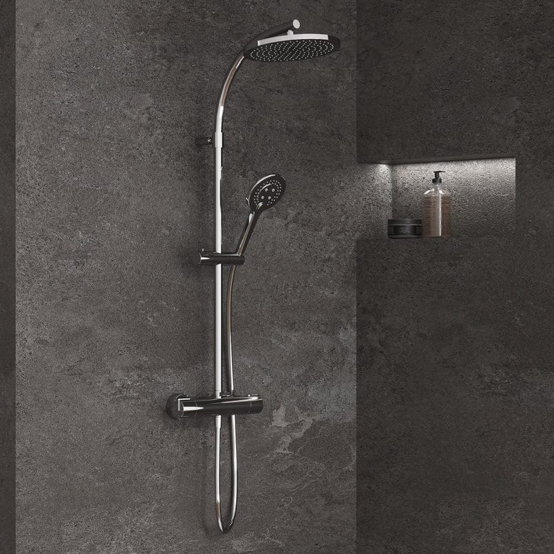 Système de douche STUROTEC Eco-Line 6 l/min rond avec mitigeur thermostatique et douche de tête 25 cm