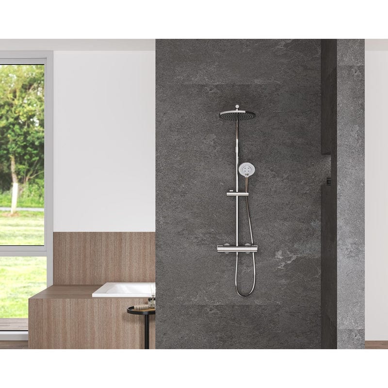 Système de douche STUROTEC Eco-Line 6 l/min rond avec mitigeur thermostatique et douche de tête 25 cm