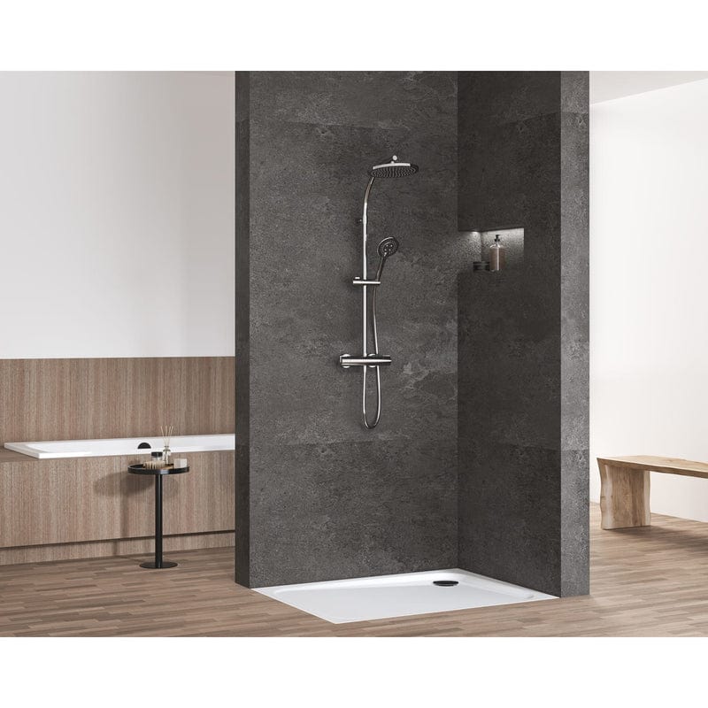 Système de douche STUROTEC Eco-Line 6 l/min rond avec mitigeur thermostatique et douche de tête 25 cm