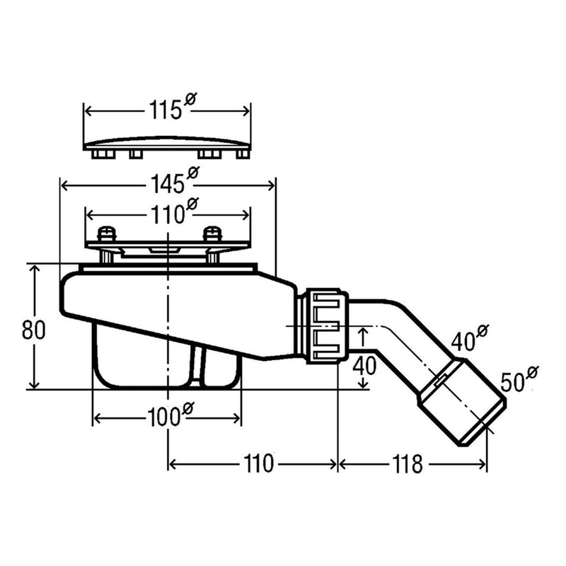 Sturotec Sturo caniveau de douche minéral Ø 9 cm avec couvercle