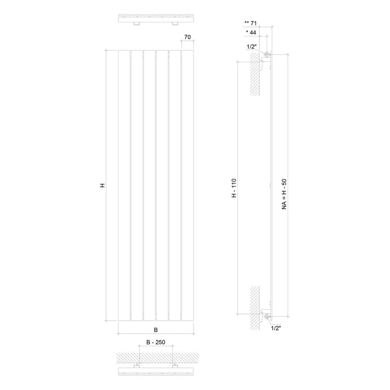 Radiateur STUROTEC Room 5 59,5 x 180 cm