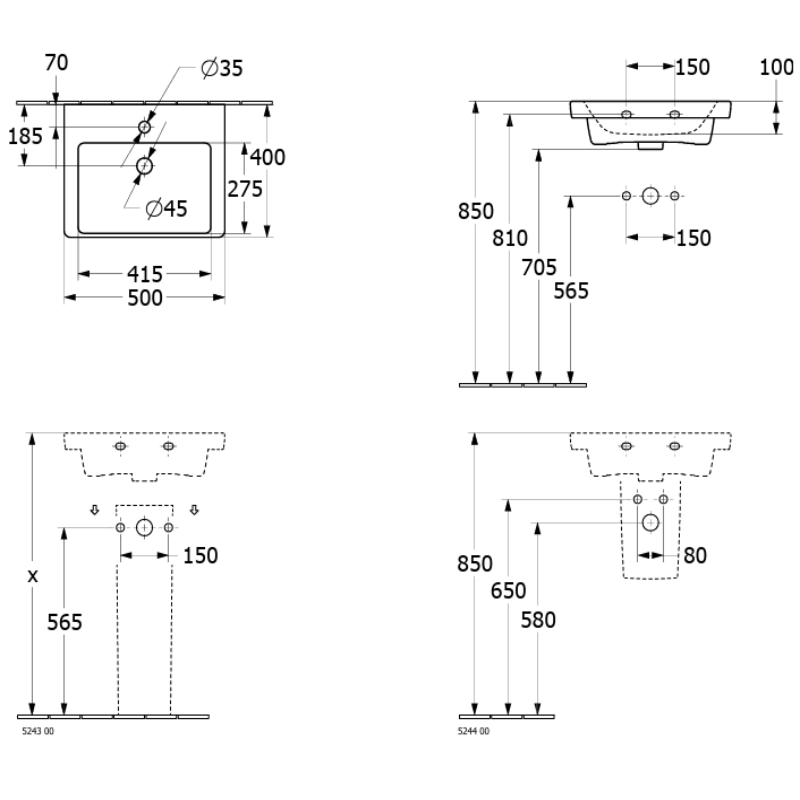 Meuble sous-vasque Living 2.0 45 cm pour Subway 3.0 50 cm, chêne d&