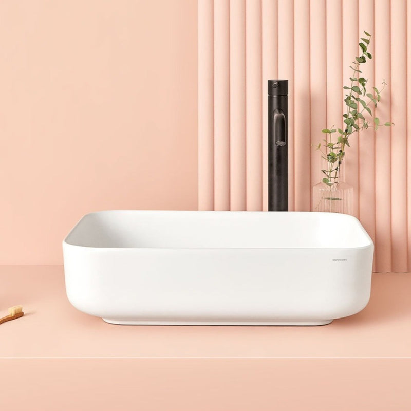 Vasque à poser en céramique CATANIA blanc mat ou brillant- Le Monde du Bain