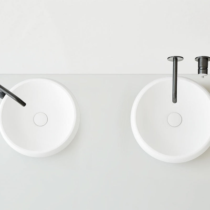Vasque à poser ronde en pierre de synthèse RONDO - 2 tailles - Le Monde du Bain