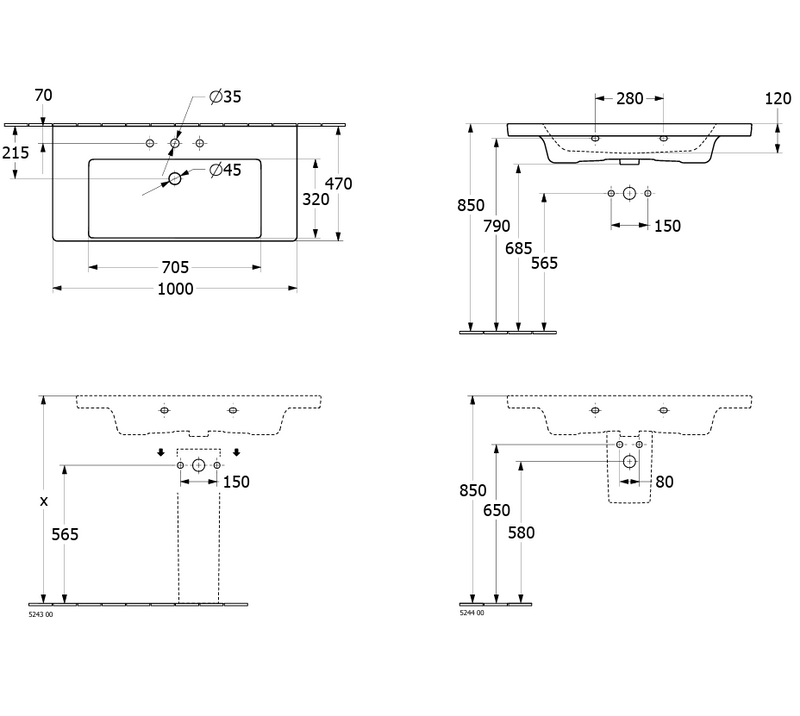 Ensemble meuble Living 2.0 avec vasque Subway 3.0 100 cm , blanc