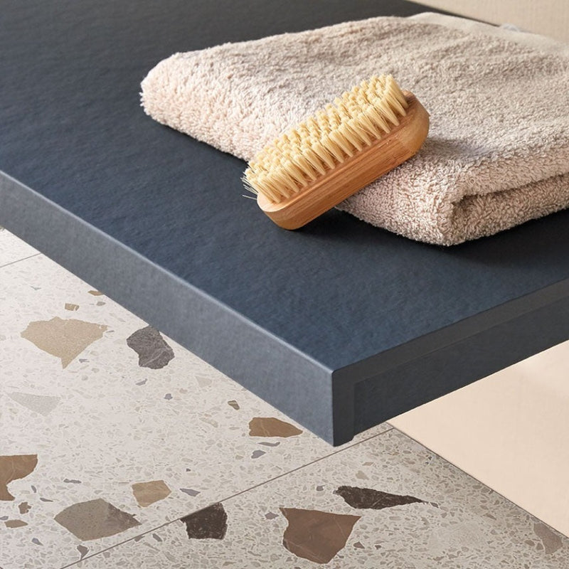 Zoom coloris anthracite - Vasque double suspendue surface ardoisée CLEVER DUO - Le Monde du Bain