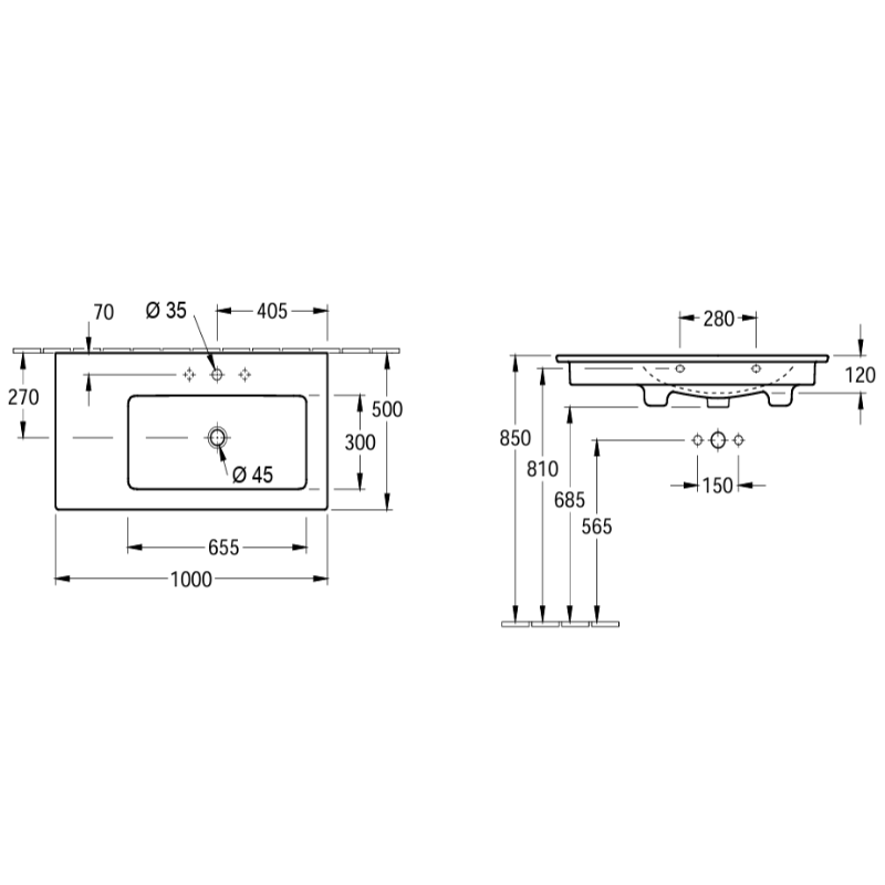 Ensemble meuble Living 2.0 avec vasque Venticello 100 cm avec trop-plein et trou de robinetterie , chêne d&