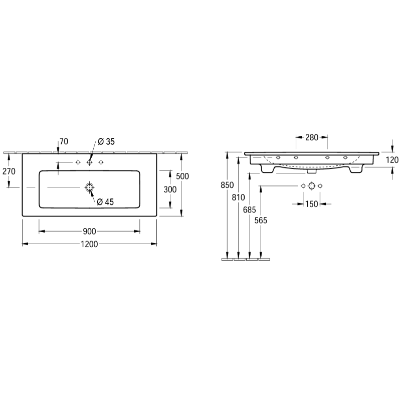 Ensemble meuble Living 2.0 avec vasque Venticello 120 cm, blanc