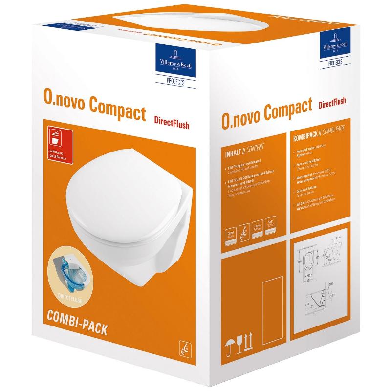 Villeroy & Boch O.novo WC suspendu compact avec abattant dans un pack combiné