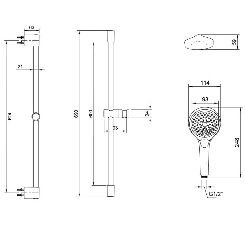 Villeroy & Boch Verve Showers ensemble de douche avec trois types de jets