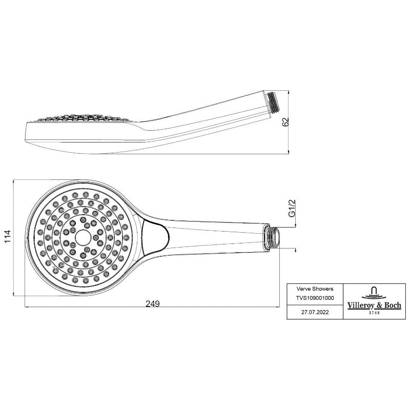 Villeroy & Boch Verve Showers douchette à main avec trois types de jets