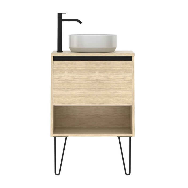 Meuble salle de bain avec vasque posée YOKO TOP largeur 60 cm - chêne sablé - Le Monde du Bain