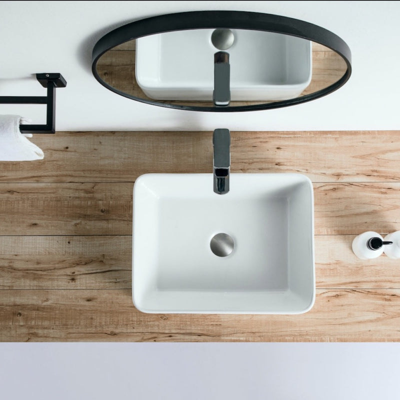 Vue de dessus vasque à poser en céramique CORDOBA 48 x 37 cm