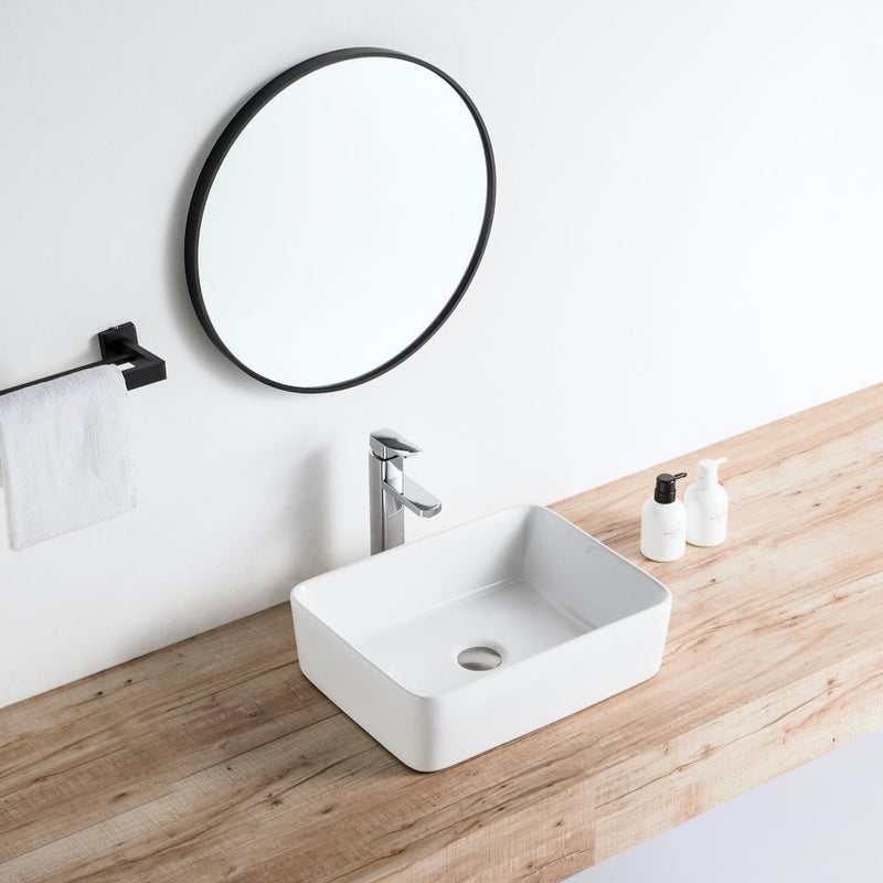 Vue de profil vasque à poser en céramique CORDOBA 48 x 37 cm