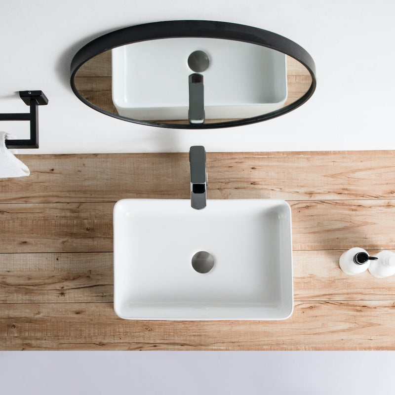 Vue de dessus vasque à poser en céramique RISTA 50 x 34 cm