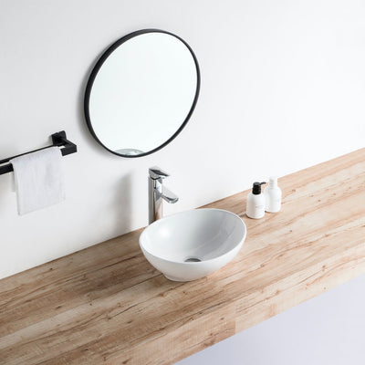 Vue de profil vasque à poser ovale en céramique POSADAS 40,5 x 33 cm