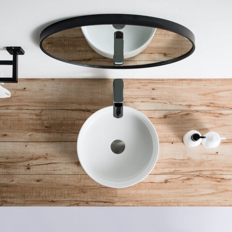 Vue de dessus vasque à poser ronde en céramique MENDOZA Ø36 cm