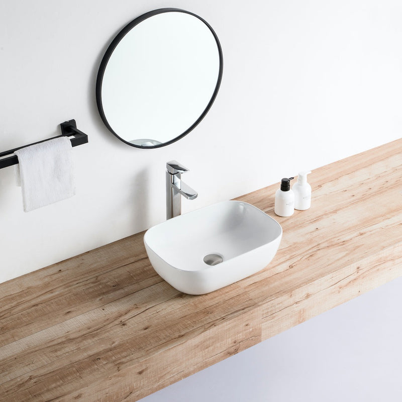 Vue de profil vasque à poser en céramique CUARTO 45,5 x 32,5 cm  | miniature_Blanc brillant