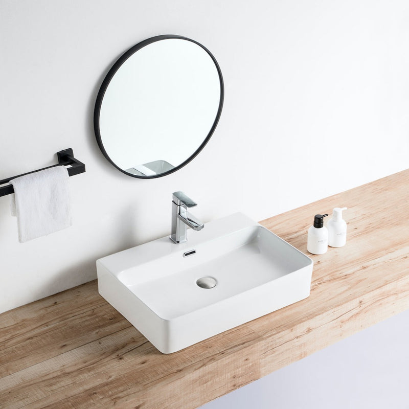 Vue de profil vasque à poser en céramique ESTERO 60 x 42,5 cm