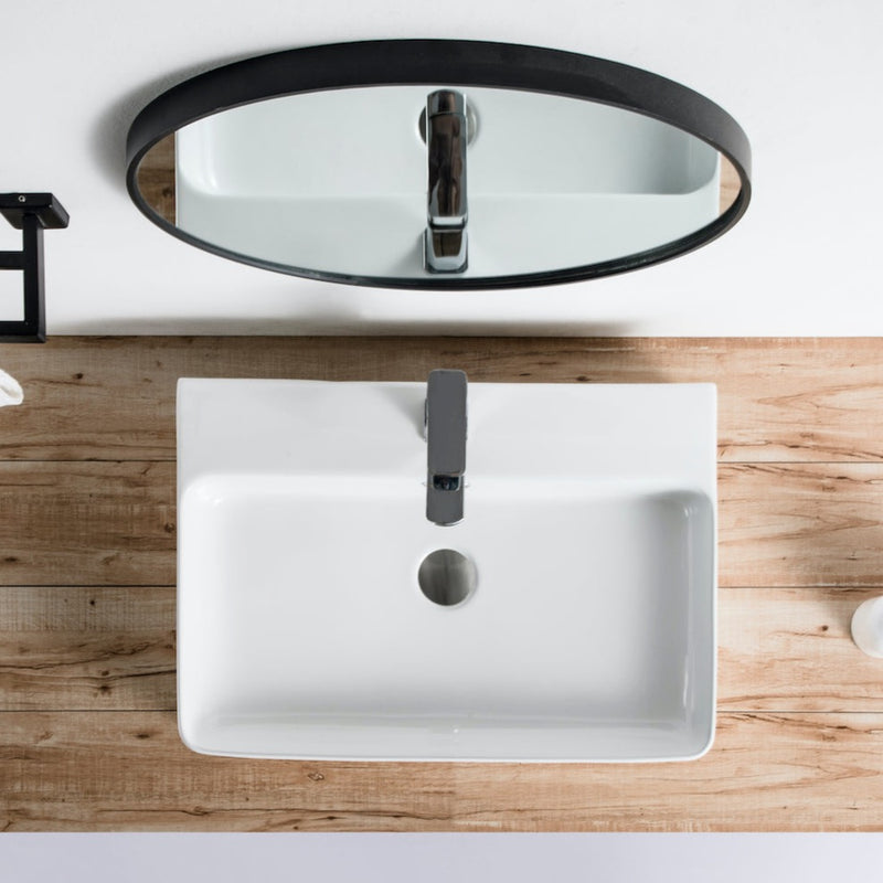 Vue de dessus vasque à poser en céramique ESTERO 60 x 42,5 cm