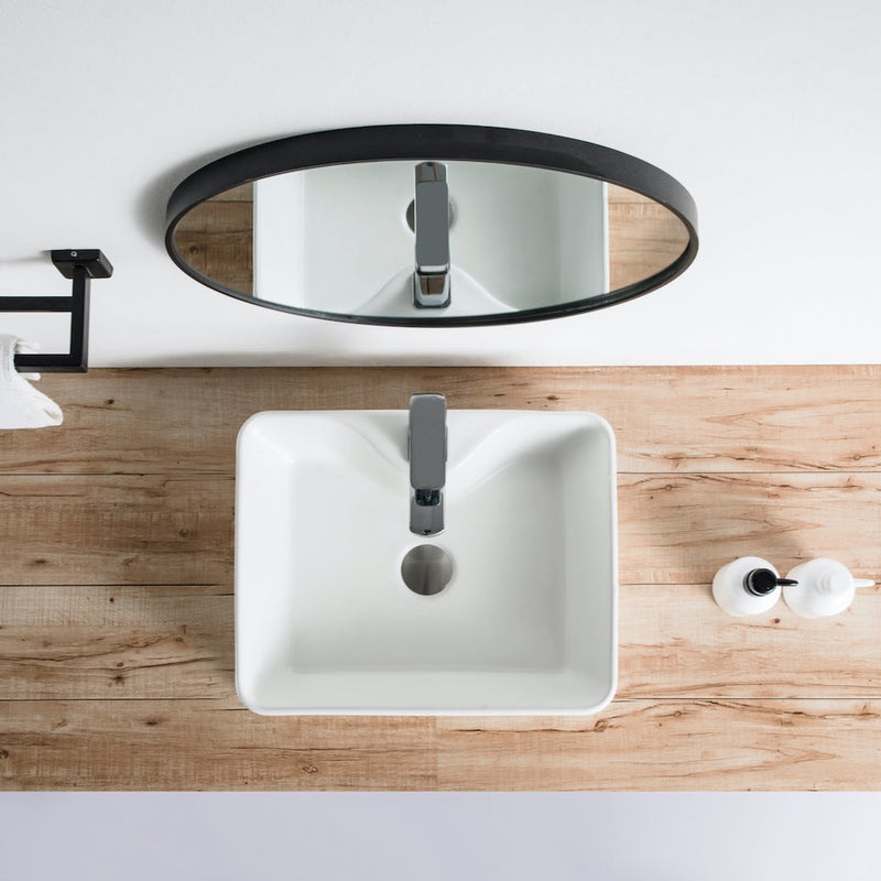 Vue de dessus vasque à poser en céramique ROSARIO 48 x 37 cm